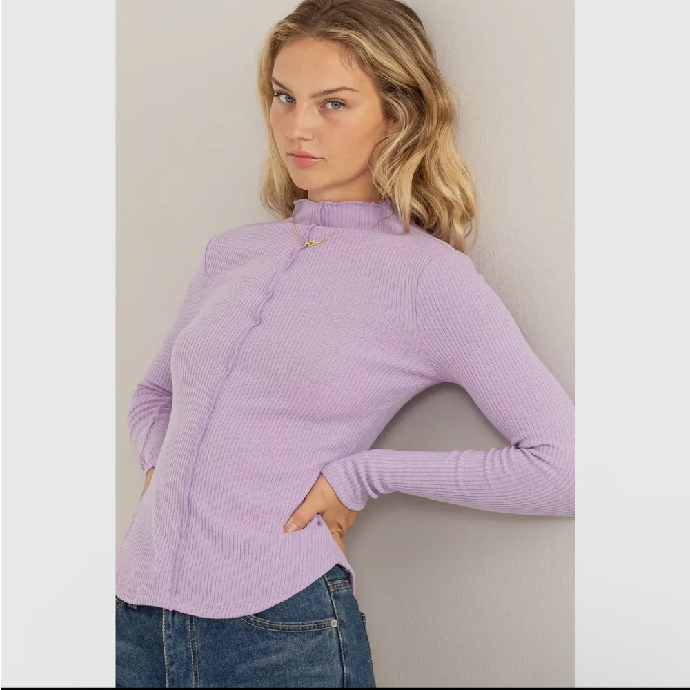 Lavender Ribbed Women's Top